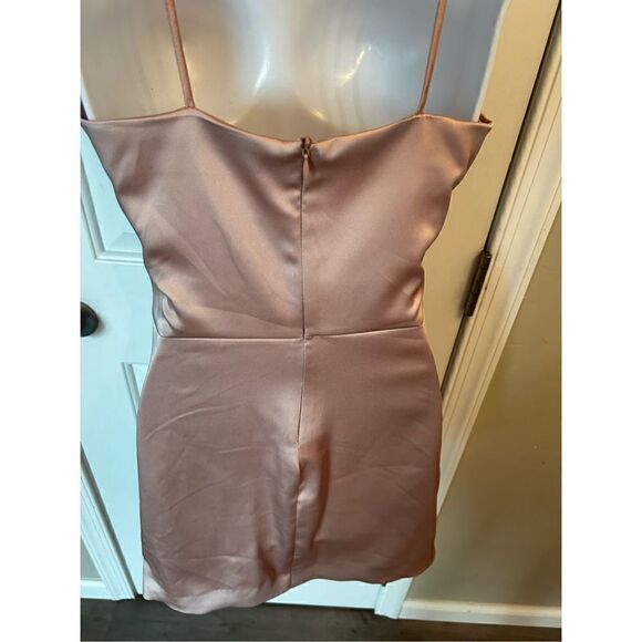Zara pink cut out dress silk like material size large - Picture 3 of 4